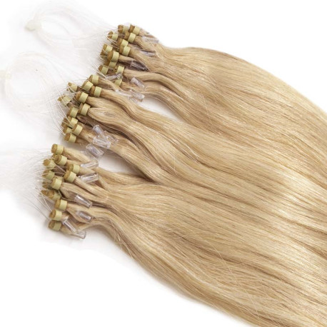 Extensions à loops blond cendré cheveux raides 48 cm