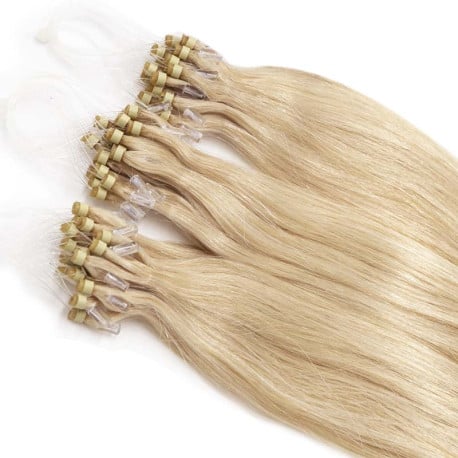 Extensions à loops blond clair cheveux raides 61 cm