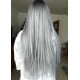 Extensions à chaud grises argentées cheveux raides 50 cm