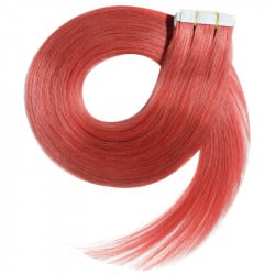 Extensions adhésives rouges cheveux raides 50 cm