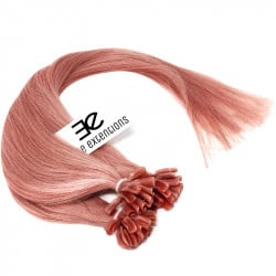 Extensions à chaud roses cheveux raides 50 cm