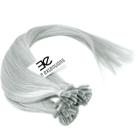 Extensions à chaud grises argentées cheveux raides 50 cm 1 Gr