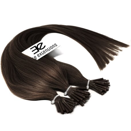 Extensions à froid châtain foncé cheveux raides 63 cm 1 Gr