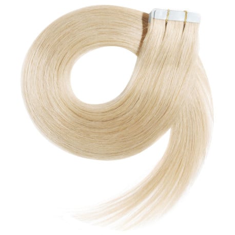 Extensions adhésives blond platine cheveux raides 63 cm