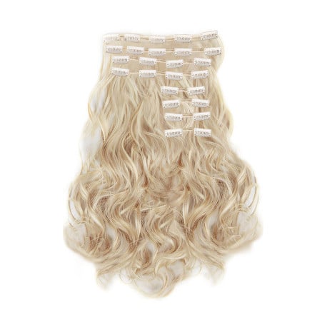 Extensions à clips blond clair volume luxe 180 Gr. Bouclées 63 cm