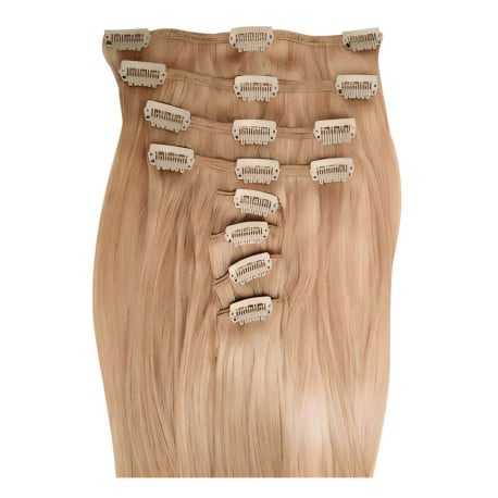 Extensions à clips blond doré cheveux raides 53 cm